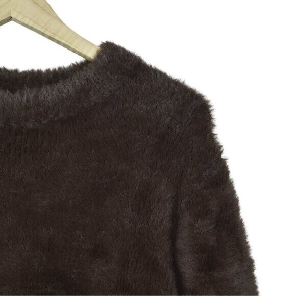 NWT Zara Faux Fur Knit Sweater w/ Brooches Brown Soft Size Medium - Picture 6 of 12